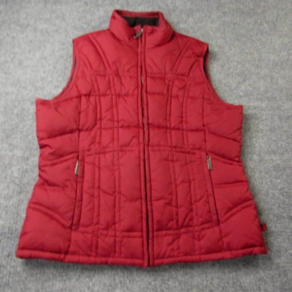 Woolrich Vest Women Medium Burgundy‎ Quilted Nylon Insulated Zip Pockets Warm